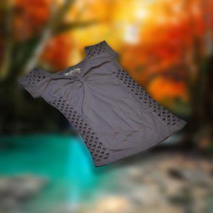 POOF! Grey Short Sleeve Shirt Tight Fitting Curvy